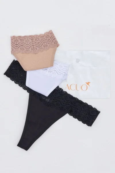Kit Calcinha Fio Com Renda Diversas Acuo