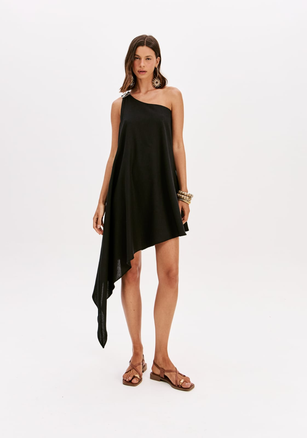 Vestido Assimetrico Com Linho My Favorite